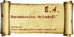 Bendekovits Ariadné névjegykártya
